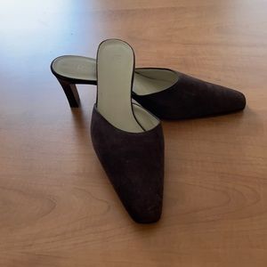 J Crew brown suede mules